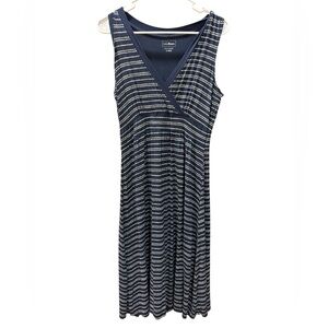 L.L. Bean Women's Navy and White Striped Midi Dress